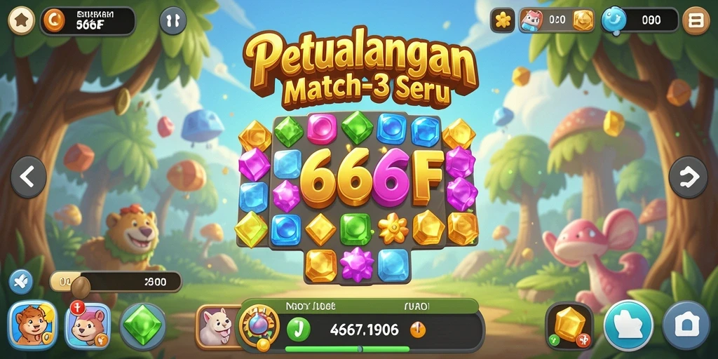 Screenshot dari gameplay seru 666F yang menampilkan momen match-3.