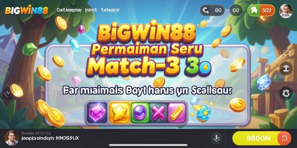 Tampilan gameplay seru dari game Match-3 BIGWIN88.