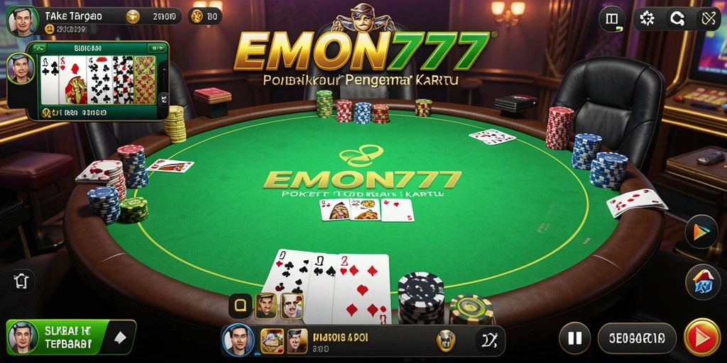 Tampilan permainan Poker yang menarik dan interaktif di EMON777.