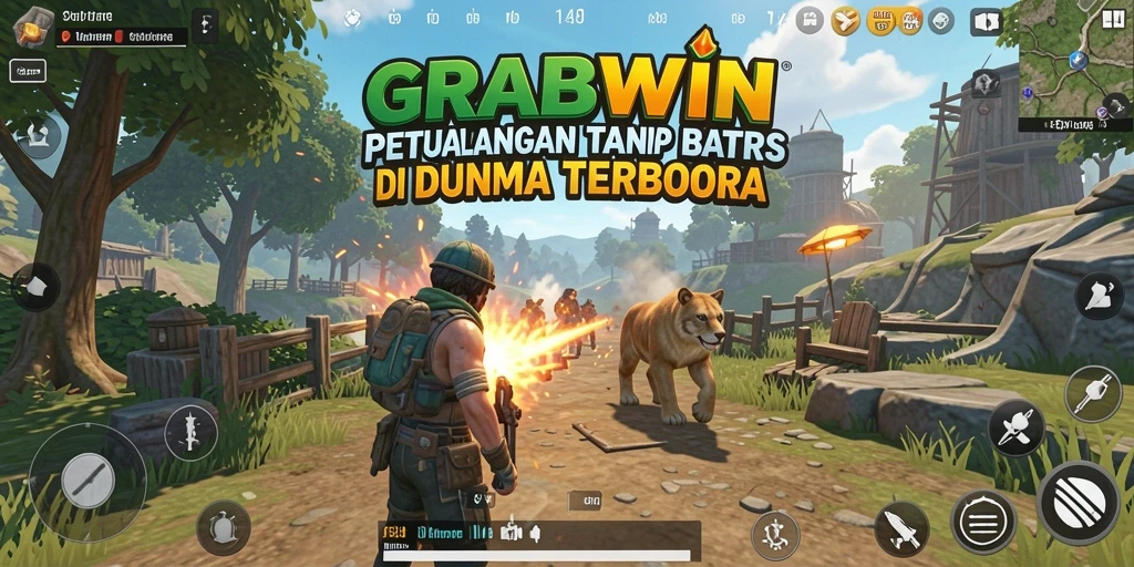 Tampilan gameplay seru di dunia terbuka GRABWIN.