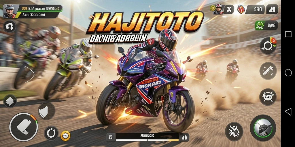 Gameplay menegangkan di <strong>HAJITOTO</strong> dengan motor balap yang cepat dan trek menantang.
