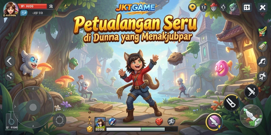 Screenshot gameplay JKTGAME menampilkan petualangan menegangkan dengan karakter utama.