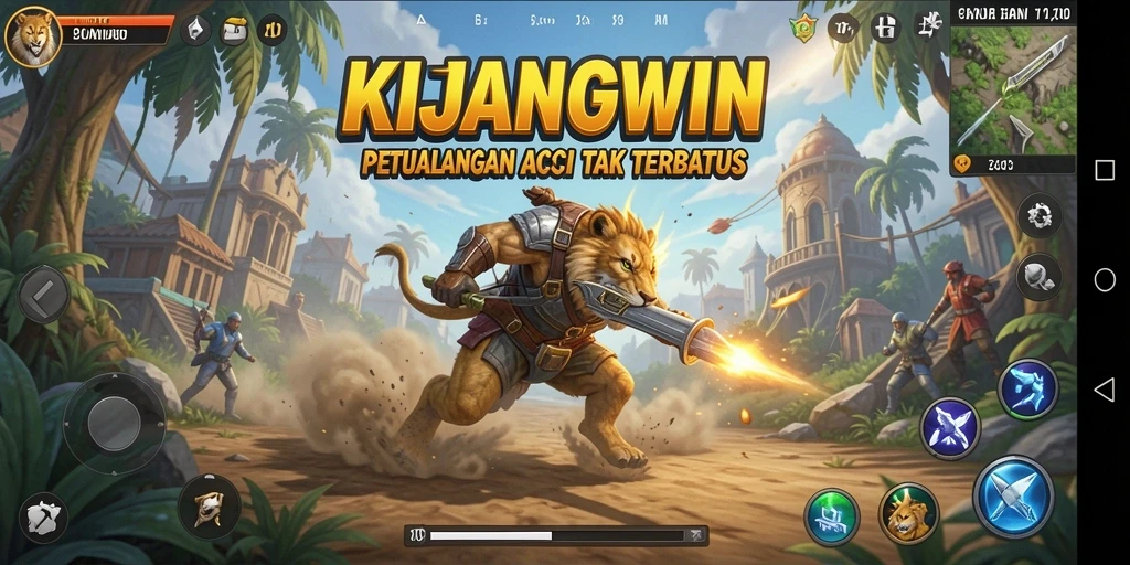 Tampilan mendebarkan dari gameplay KIJANGWIN yang penuh aksi.