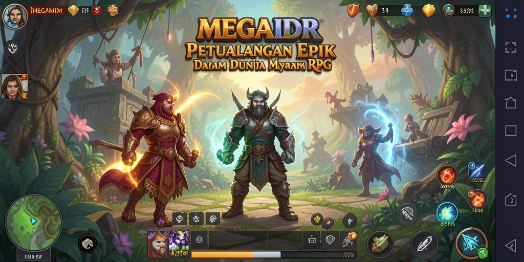 Screenshot MEGAIDR menunjukkan pertarungan dinamis dan grafik yang menakjubkan.