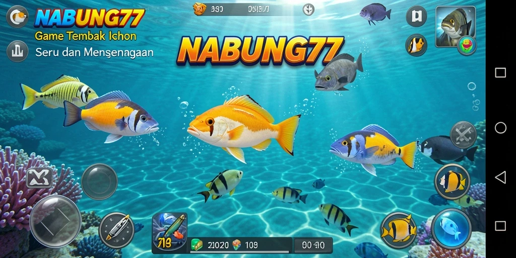 Tangkapan layar utama gameplay Tembak Ikan NABUNG77 yang seru.