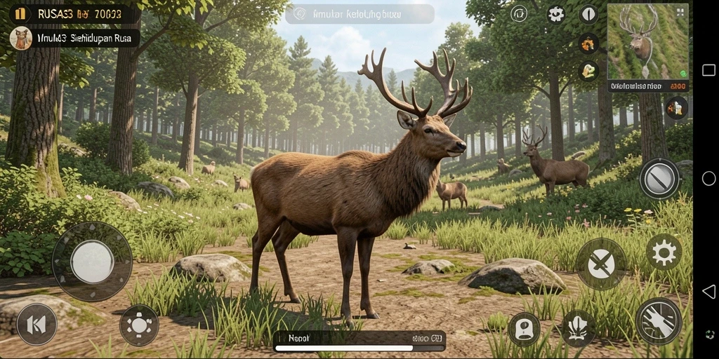 Gameplay RUSA33 menampilkan momen menarik kehidupan rusa di alam.