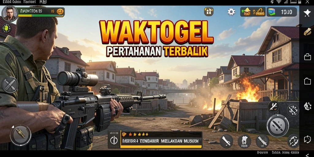 Tampilan menara dan musuh dalam gameplay WAKTOGEL.